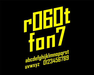 Naklejka premium Robotic Designer font set in vector format