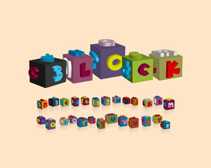 Colorful Kid Block Toys Font Set Design in vector format