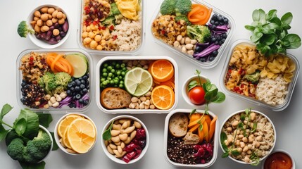 Vegan food in lunch boxes with healthy vegetables