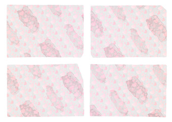 cute pink stationery, sticky notes, card, wrapping paper, paper sheets with heart pattern on transparent background, png file