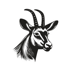 waterbuck, vintage logo line art concept black and white color, hand drawn illustration