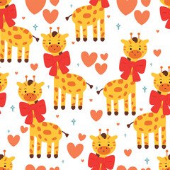 Fototapeta premium seamless pattern cartoon giraffe. cute animal wallpaper for textile, gift wrap paper