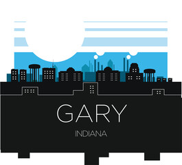 Gary Indiana Skyline Illustration