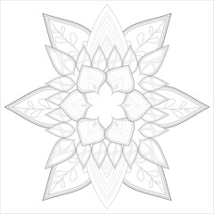 Decorative Doodle flowers in black and white for coloringbook, cover, background, invitation card. Hand drawn sketch for adult anti stress coloring page isolated in white background.-vector