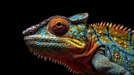 Beautiful of chameleon on branch. AI Generative. AI Generative