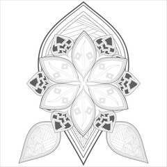 Decorative Doodle flowers in black and white for coloringbook, cover, background, invitation card. Hand drawn sketch for adult anti stress coloring page isolated in white background.-vector