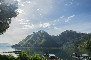 lake and mountains on laut tawar lake