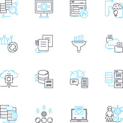 Financial growth linear icons set. Profits, Performance, Expansion, Progress, Advancement, Capital, Income line vector and concept signs. Wealth,Stability,Investment outline illustrations