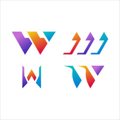 Abstract Colorful W letter logo