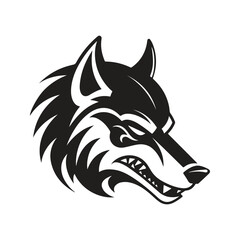 Obraz premium wolf mascot, vintage logo line art concept black and white color, hand drawn illustration