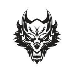Fototapeta premium wolf mascot, vintage logo line art concept black and white color, hand drawn illustration