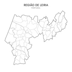 Vector Map of the Subregion of Leiria Region (Comunidade Intermunicipal da Região de Leiria) with borders of District, Municipalities (Concelhos) and Civil Parishes (Freguesias) as of 2023 - Portugal