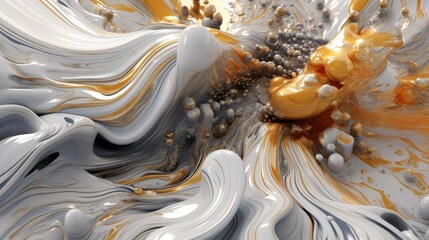 Abstract luxury liquid glossy white silver gold background
