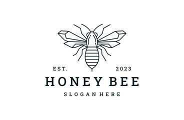 Honey bee logo vector icon illustration hipster vintage retro .