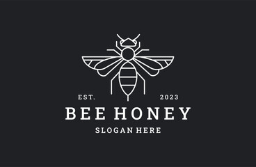 Honey bee logo vector icon illustration hipster vintage retro .