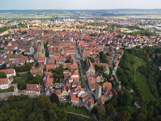 Rothenburg ob der Tauber aerial panoramic view. region of Bavaria, Germany.