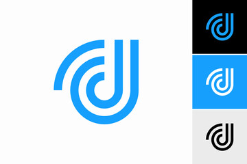 letter d with signal wifi logo vector premium design - obrazy, fototapety, plakaty
