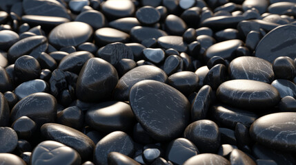 Black pebbles background for design ,web banner
