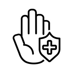 Black line icon for Hand protection