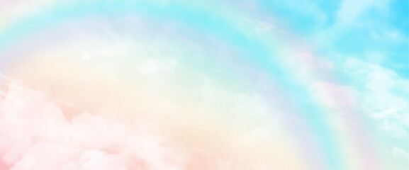 Fantasy magical landscape the rainbow on sky abstract with a pastel colored background and wallpaper. Vector art