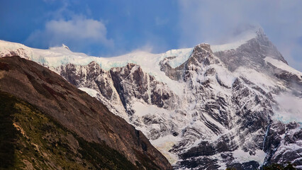 snow covered mountains in winter