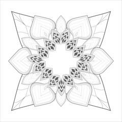 Coloring Page for Adult for Fun and Refreshing. Hand Drawn Sketch for Adult Anti Stress Coloring Page. Decorative Doodle flowers in Black Isolated on White Background.-vector