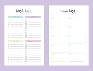 Wish List planner. 