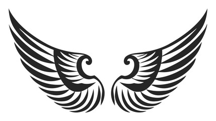 Angel wings, bird wings collection cartoon hand drawn vector illustration. Logo, icon