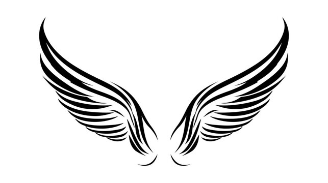 Angel wings, bird wings collection cartoon hand drawn vector illustration. Logo, icon
