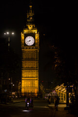 Big Ben clock tower replica in kolkata, West Bengal, March 2023. Night view of famous monument. 