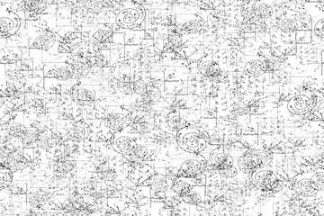 mathematical, physical, algebraic formulas and expressions. The scientific, vector background is hand-drawn on a white board.