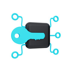 3d illustration encryption object.