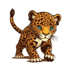 vector cute jaguar cartoon style