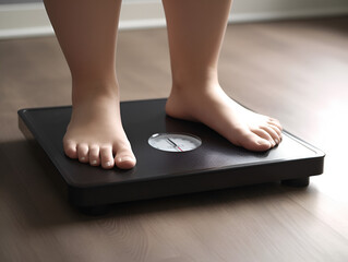 A person standing on a scale.