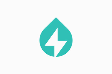electric bolt with water drop logo vector premium design