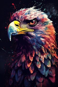 Portrait of an eagle. White-tailed eagle, sea eagle. Bird of prey, Aquarelle, watercolor illustration. Generative Ai.