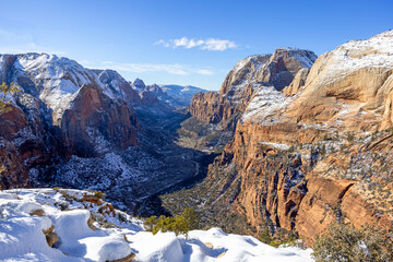 Angels landing trail view of Zion National Park in Springdale, Utah, USA 