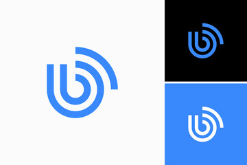 initial letter b with signal wifi logo vector premium design