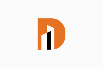 letter d with building logo vector premium design