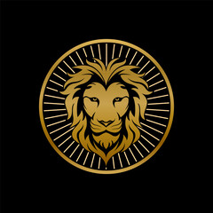 Lion Head Logo mascot design. Luxury Lion Logo. Lion Coat of Arms Logo vector illustration