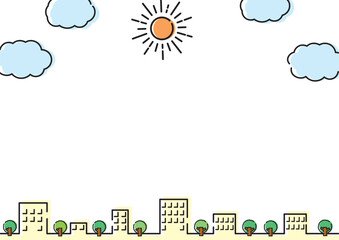 版ズレ風の街並みと空フレーム