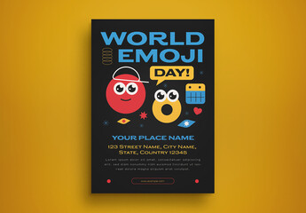 Black Flat Design World Emoji Day Flyer Layout