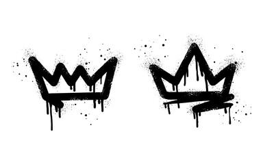 set of Spray painted graffiti crown sign in black over white. Crown drip symbol. isolated on white background. vector illustration © Receh Lancar Jaya