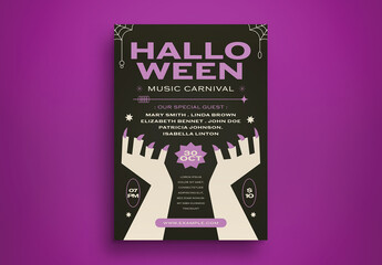Black Flat Design Halloween Music Flyer Layout