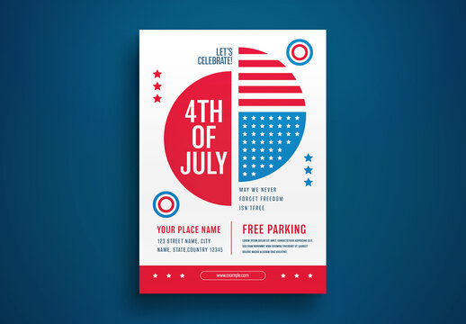 Red Flat Design 4th Of July Flyer Layout