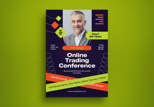 Modern Online Trading Conference Flyer Layout