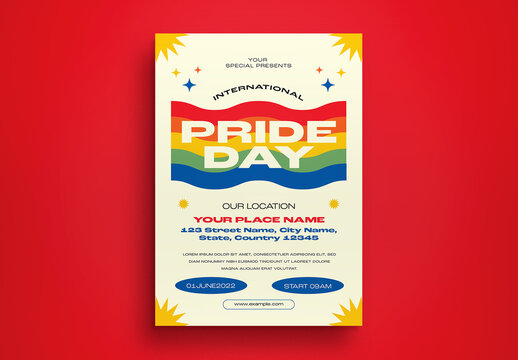 Colorful Flat Design Pride Day Flyer Layout