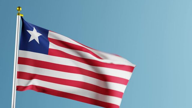 Waving Flag of Liberia. 3D Aniamtion close up of a waving liberian flag.
