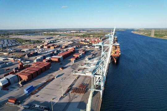 Aerial views from over the the Port of Jacksonville, also known as Jaxport