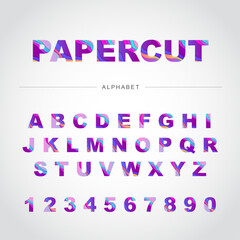 Paper cut letter. Fluid typeface, texture style papercut.